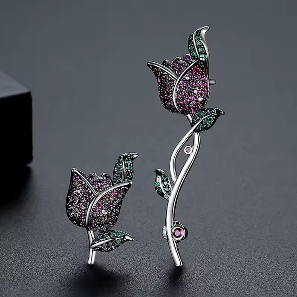 Floral Cz statement earrings